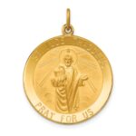 14k Polished and Satin Large Solid St. Jude Thaddeus Medal Round Pendant