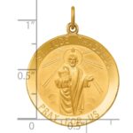 14k Polished and Satin Large Solid St. Jude Thaddeus Medal Round Pendant - Image 4