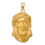 14k Hollow Polished and Satin Large Jesus Medal