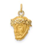 14k Hollow Polished and Satin Small Jesus Medal