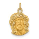 14k Hollow Polished and Satin Small Jesus Medal