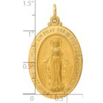 14k Polished and Satin Solid Large Miraculous Medal Oval Pendant - Image 3
