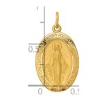 14k Polished and Satin Solid Miraculous Medal Oval Pendant - Image 4