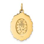 14k Polished and Satin Solid Miraculous Medal Scalloped Edge Oval Pendant - Image 4