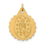14k Polished and Satin Solid Small Round Scalloped Miraculous Medal Charm - Image 3