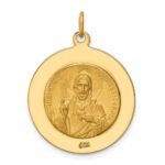 14K Polished and Satin Solid Large Queen Of The Holy Scapular Medal Reversible Round Pendant - Image 4