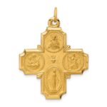 14k Polished and Satin Solid Large 4-Way Medal Pendant