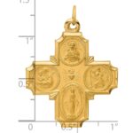 14k Polished and Satin Solid Large 4-Way Medal Pendant - Image 3