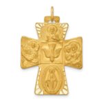 14k Polished and Satin Solid Large 4-Way Medal Cross Pendant