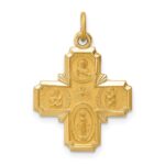 14k Polished and Satin Solid Small 4-Way Medal Pendant