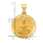 14k Polished and Satin Round Hollow St. Augustine Medal Pendant - Image 3