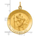 14k Polished and Satin Medium Solid  Round St. Christopher Medal Pendant - Image 4
