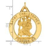 14k Polished and Satin Solid Cut-out St. Christopher Medal Round Pendant - Image 3