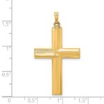 14k Hollow Polished Stripe Design Latin Cross Pendant - Image 3