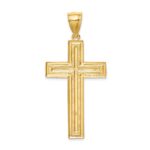 14K Large Diamond-cut Cross Pendant - Image 3