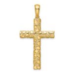 14K Large Nugget Style Cross Pendant