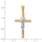 14K Two-tone Polished INRI Crucifix Cross Pendant - Image 3