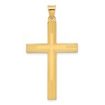 14k Polished and Line Design Solid Cross Pendant