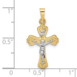 14k Two-tone Polished Solid INRI Crucifix Pendant - Image 3