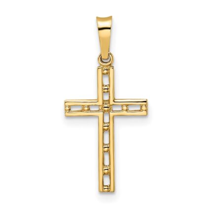 14k Polished Solid Cut-out Cross Pendant