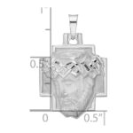 14k White Gold Polished and Satin Solid Jesus Head Pendant - Image 3