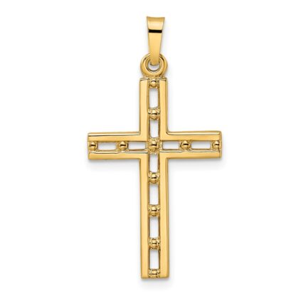 14k Polished Solid Cut-out Cross Pendant