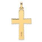 14k Polished and Textured Solid Floral Cross Pendant - Image 4