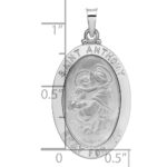 14k White Gold Polished and Satin Solid St Anthony Medal Oval Pendant - Image 3