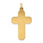 14k Polished and Textured Hollow Scroll Design Double Cross Pendant - Image 4