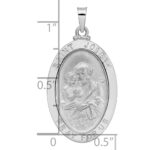 14k White Gold Polished and Satin Solid Saint Joseph Oval Medal Pendant - Image 3