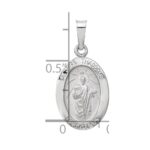 14K White Gold Polished and Satin Hollow St Jude Thaddeus Medal Oval Pendant - Image 3