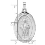 14K White Gold Polished and Satin Solid St Jude Thaddeus Medal Oval Pendant - Image 3