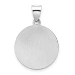 14k White Gold Polished and Satin Hollow St Nicholas Medal Round Pendant - Image 4