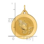 14k Polished and Satin Solid Reversible Praying Hands and Serenity Prayer Disc Pendant - Image 3