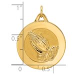 14k Polished and Satin Solid Reversible Praying Hands and Serenity Prayer Disc Pendant - Image 3