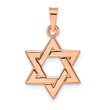 14k Rose Gold Polished Solid Star of David Pendant