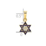14k Polished Blue and White Enameled Solid Star of David Pendant - Image 3