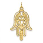 14k Polished and Textured Solid Hamsa Pendant