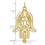 14k Polished and Textured Solid Hamsa Pendant - Image 3