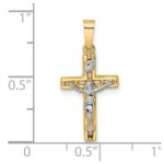 14k Two-tone Polished Solid INRI Crucifix Pendant - Image 3