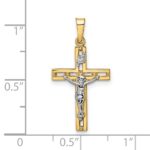 14k Two-tone Polished Solid INRI Crucifix Pendant - Image 3