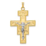 14k Two-tone Polished Fancy Solid Cross Pendant