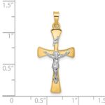 14k Two-tone Polished Hollow INRI Crucifix Cross Pendant - Image 3