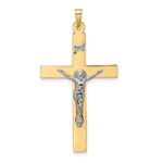 14k Two-tone Polished Solid INRI Crucifix Pendant