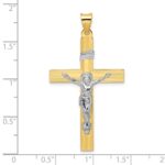 14k Two-tone Polished Solid INRI Crucifix Cross Pendant - Image 3