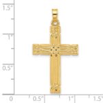 14k Polished and Grooved Hollow Cross Pendant - Image 4