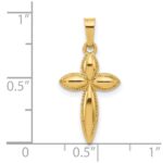14k Polished Hollow Beaded Edge Passion Cross Pendant - Image 4