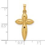 14k Polished Hollow Beaded Edge Passion Cross Pendant - Image 4