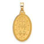 14K and White Rhodium Polished and Satin Solid Miraculous Medal Oval Pendant - Image 3