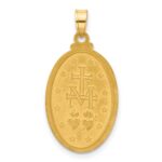 14K and White Rhodium Polished and Satin Solid Miraculous Medal Oval Pendant - Image 3